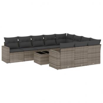 ARDEBO.de - 11-tlg. Garten-Sofagarnitur mit Kissen Grau Poly Rattan