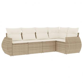 ARDEBO.de - 5-tlg. Garten-Sofagarnitur mit Kissen Beige Poly Rattan