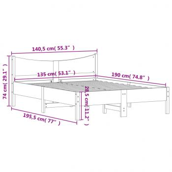 Massivholzbett ohne Matratze 135x190 cm Kiefernholz