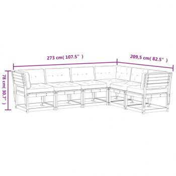 6-tlg. Garten-Sofagarnitur mit Kissen Weiß Massivholz Kiefer