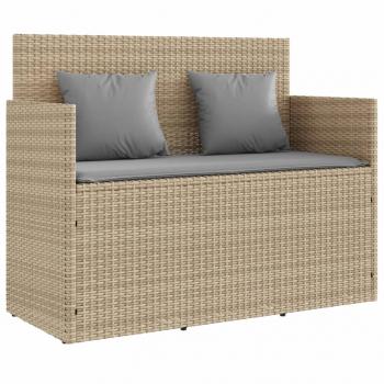 ARDEBO.de - Gartenbank mit Kissen Beige Poly Rattan