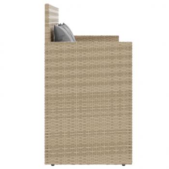 Gartenbank mit Kissen Beige Poly Rattan