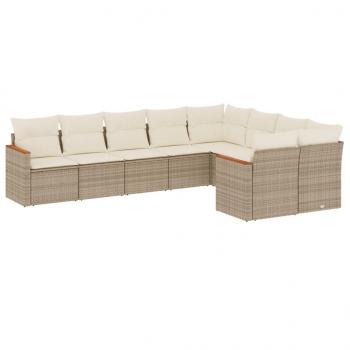 ARDEBO.de - 9-tlg. Garten-Sofagarnitur mit Kissen Beige Poly Rattan