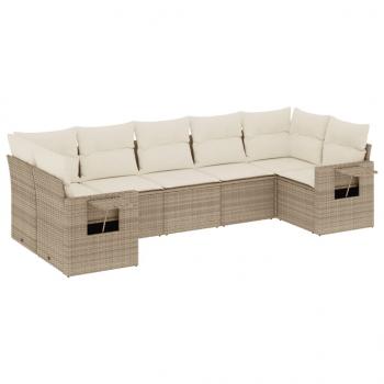 ARDEBO.de - 7-tlg. Garten-Sofagarnitur mit Kissen Beige Poly Rattan