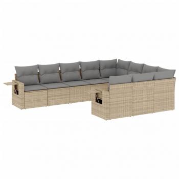 ARDEBO.de - 10-tlg. Garten-Sofagarnitur mit Kissen Beige Poly Rattan