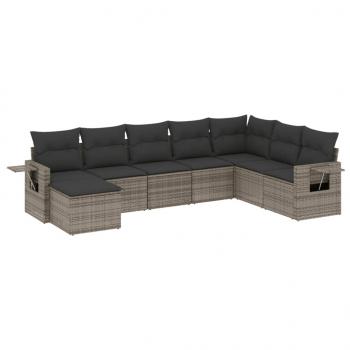 ARDEBO.de - 8-tlg. Garten-Sofagarnitur mit Kissen Grau Poly Rattan