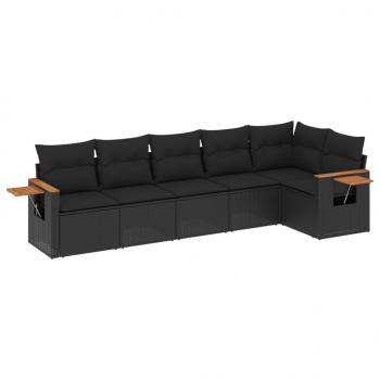 ARDEBO.de - 6-tlg. Garten-Sofagarnitur mit Kissen Schwarz Poly Rattan