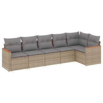 ARDEBO.de - 6-tlg. Garten-Sofagarnitur mit Kissen Beige Poly Rattan