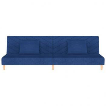 Schlafsofa 2-Sitzer mit 2 Kissen Blau Stoff