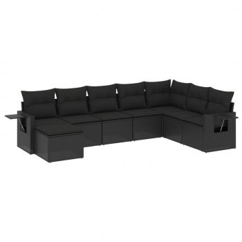 ARDEBO.de - 8-tlg. Garten-Sofagarnitur mit Kissen Schwarz Poly Rattan