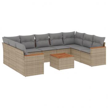 ARDEBO.de - 10-tlg. Garten-Sofagarnitur mit Kissen Beige Poly Rattan