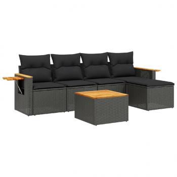 ARDEBO.de - 6-tlg. Garten-Sofagarnitur mit Kissen Schwarz Poly Rattan