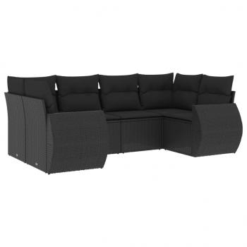 ARDEBO.de - 6-tlg. Garten-Sofagarnitur mit Kissen Schwarz Poly Rattan