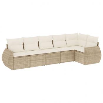 ARDEBO.de - 6-tlg. Garten-Sofagarnitur mit Kissen Beige Poly Rattan