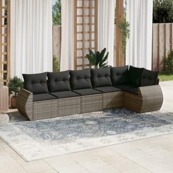 ARDEBO.de - 6-tlg. Garten-Sofagarnitur mit Kissen Grau Poly Rattan