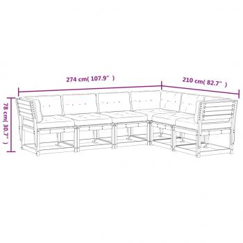 6-tlg. Garten-Sofagarnitur mit Kissen Kiefernholz Imprägniert