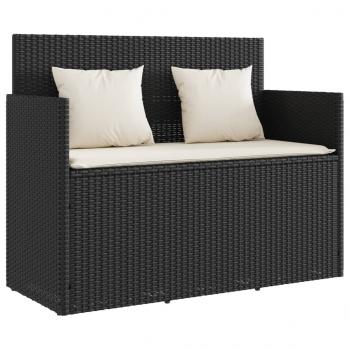 ARDEBO.de - Gartenbank mit Kissen Schwarz Poly Rattan