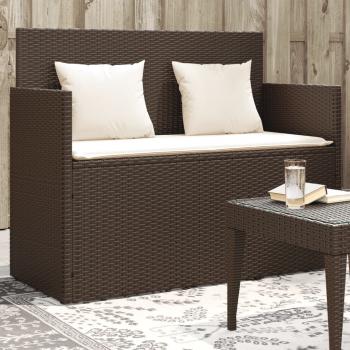 ARDEBO.de - Gartenbank mit Kissen Braun Poly Rattan