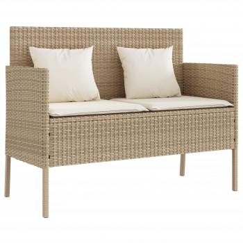 ARDEBO.de - Gartenbank mit Kissen Beige Poly Rattan