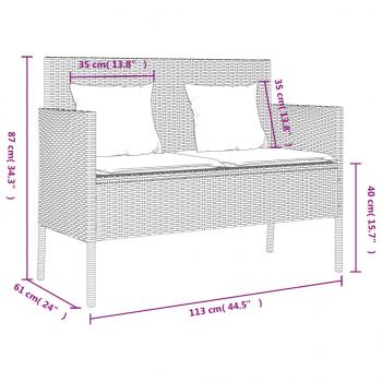 Gartenbank mit Kissen Hellgrau Poly Rattan