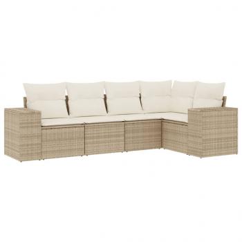 ARDEBO.de - 5-tlg. Garten-Sofagarnitur mit Kissen Beige Poly Rattan