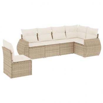 ARDEBO.de - 6-tlg. Garten-Sofagarnitur mit Kissen Beige Poly Rattan