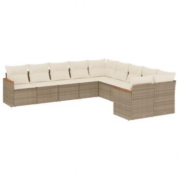 ARDEBO.de - 10-tlg. Garten-Sofagarnitur mit Kissen Beige Poly Rattan