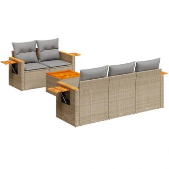 ARDEBO.de - 6-tlg. Garten-Sofagarnitur mit Kissen Beige Poly Rattan