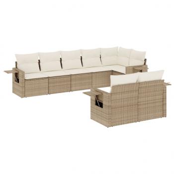 ARDEBO.de - 8-tlg. Garten-Sofagarnitur mit Kissen Beige Poly Rattan