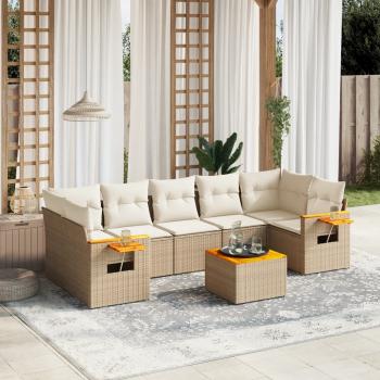 ARDEBO.de - 8-tlg. Garten-Sofagarnitur mit Kissen Beige Poly Rattan