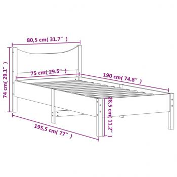 Massivholzbett ohne Matratze 75x190 cm Kiefernholz