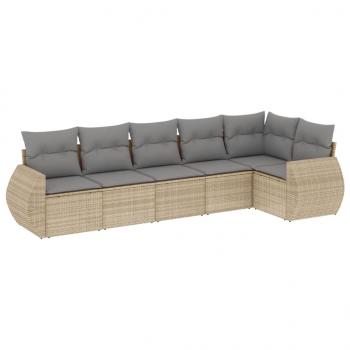 6-tlg. Garten-Sofagarnitur mit Kissen Beige Poly Rattan