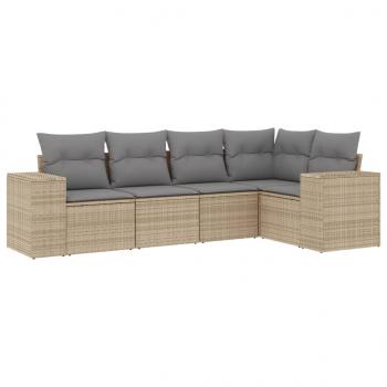 ARDEBO.de - 5-tlg. Garten-Sofagarnitur mit Kissen Beige Poly Rattan