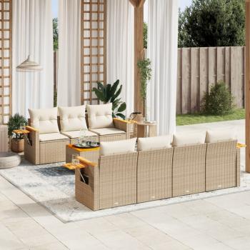 ARDEBO.de - 8-tlg. Garten-Sofagarnitur mit Kissen Beige Poly Rattan