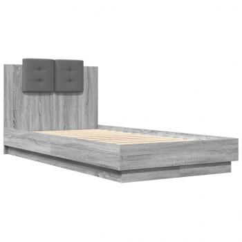 Bettgestell mit Kopfteil Grau Sonoma 90x190 cm Holzwerkstoff