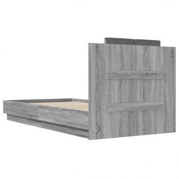 Bettgestell mit Kopfteil Grau Sonoma 90x190 cm Holzwerkstoff