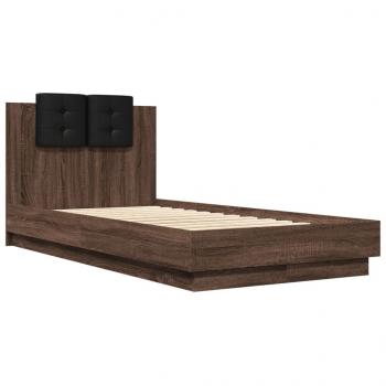 Bettgestell mit Kopfteil Braun Eiche 75x190 cm Holzwerkstoff