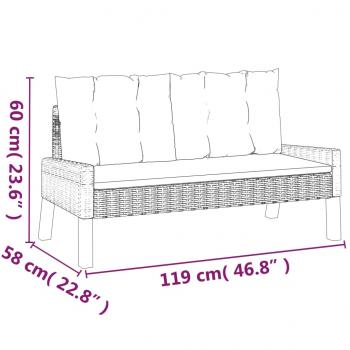 4-tlg. Garten-Lounge-Set mit Kissen Poly Rattan&Massivholz