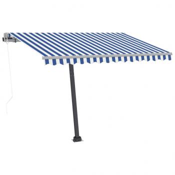 Automatische Markise mit LED & Windsensor 300x250 cm Blau Weiß