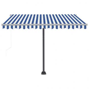 Automatische Markise mit LED & Windsensor 300x250 cm Blau Weiß