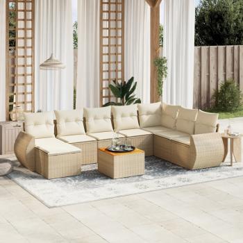 ARDEBO.de - 9-tlg. Garten-Sofagarnitur mit Kissen Beige Poly Rattan