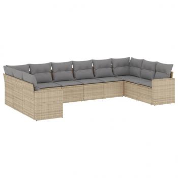 ARDEBO.de - 10-tlg. Garten-Sofagarnitur mit Kissen Beige Poly Rattan