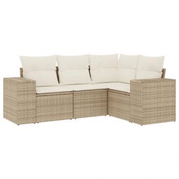 ARDEBO.de - 4-tlg. Garten-Sofagarnitur mit Kissen Beige Poly Rattan