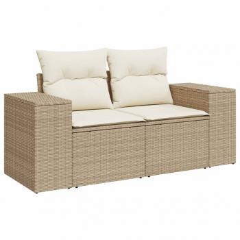 4-tlg. Garten-Sofagarnitur mit Kissen Beige Poly Rattan