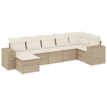 ARDEBO.de - 7-tlg. Garten-Sofagarnitur mit Kissen Beige Poly Rattan