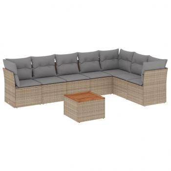 ARDEBO.de - 8-tlg. Garten-Sofagarnitur mit Kissen Beige Poly Rattan