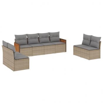 ARDEBO.de - 8-tlg. Garten-Sofagarnitur mit Kissen Beige Poly Rattan