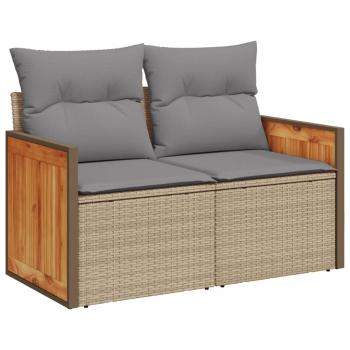 9-tlg. Garten-Sofagarnitur mit Kissen Beige Poly Rattan