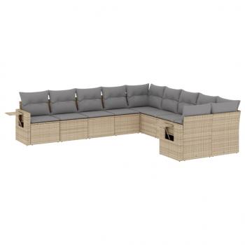 ARDEBO.de - 10-tlg. Garten-Sofagarnitur mit Kissen Beige Poly Rattan