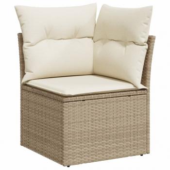 4-tlg. Garten-Sofagarnitur mit Kissen Beige Poly Rattan